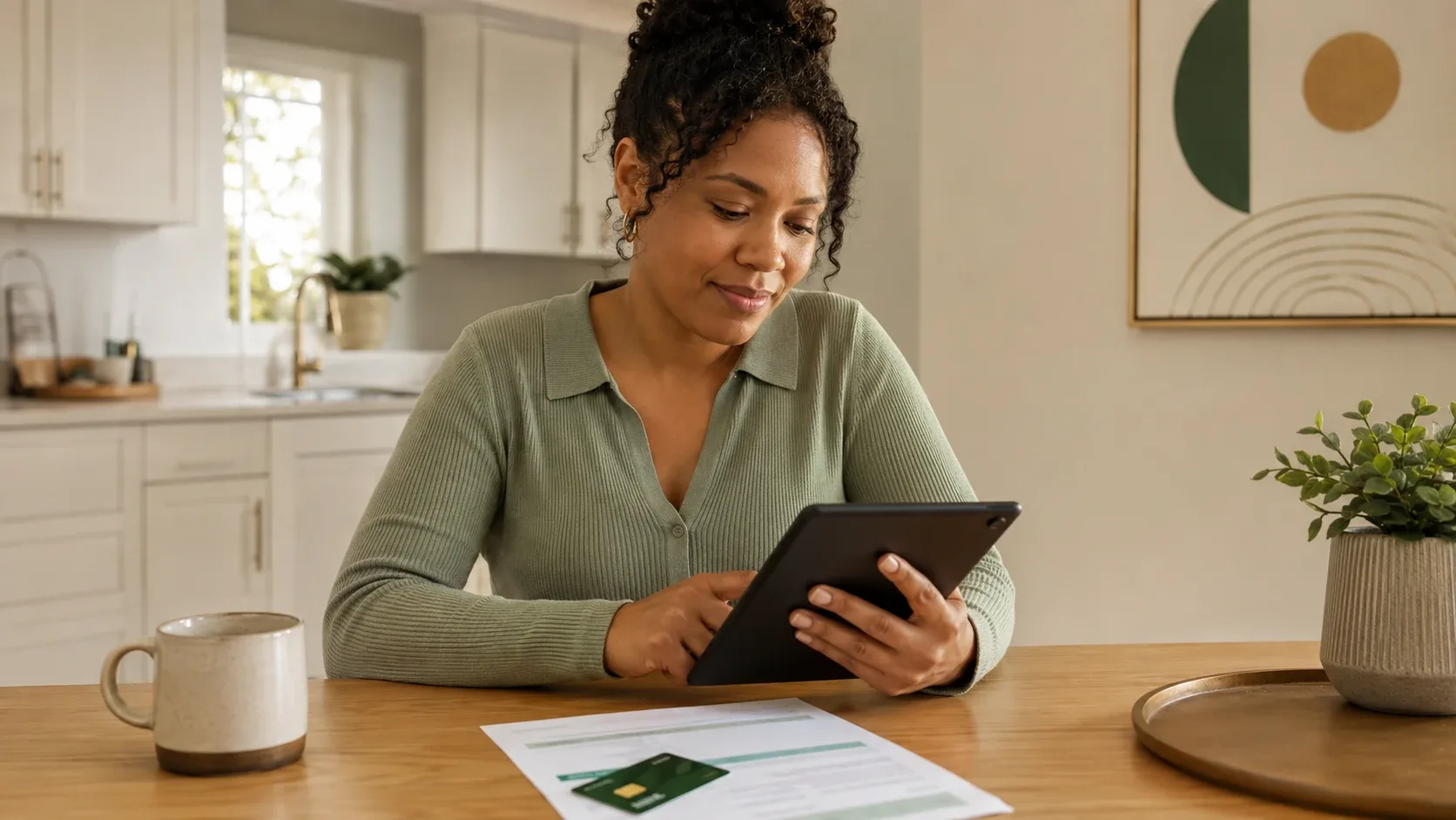 Person checking free tablet with EBT eligibility on a tablet